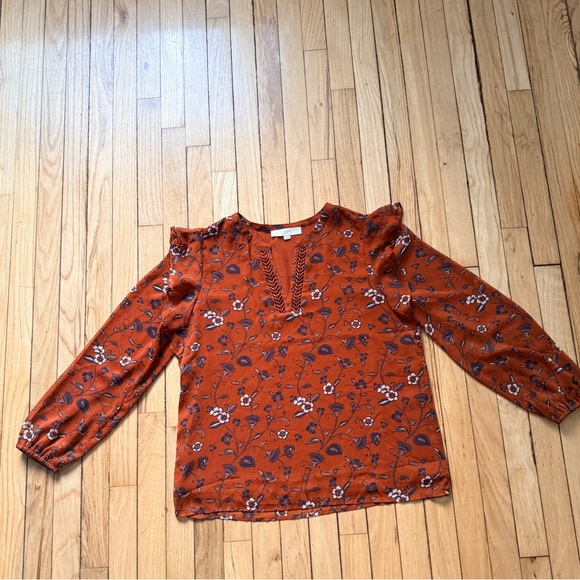 Loft Fashion Tops - Loft Fashion Rust Floral Blouse